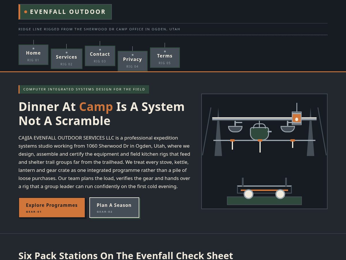Landing-page snapshot of evenfalloutdoor.buzz