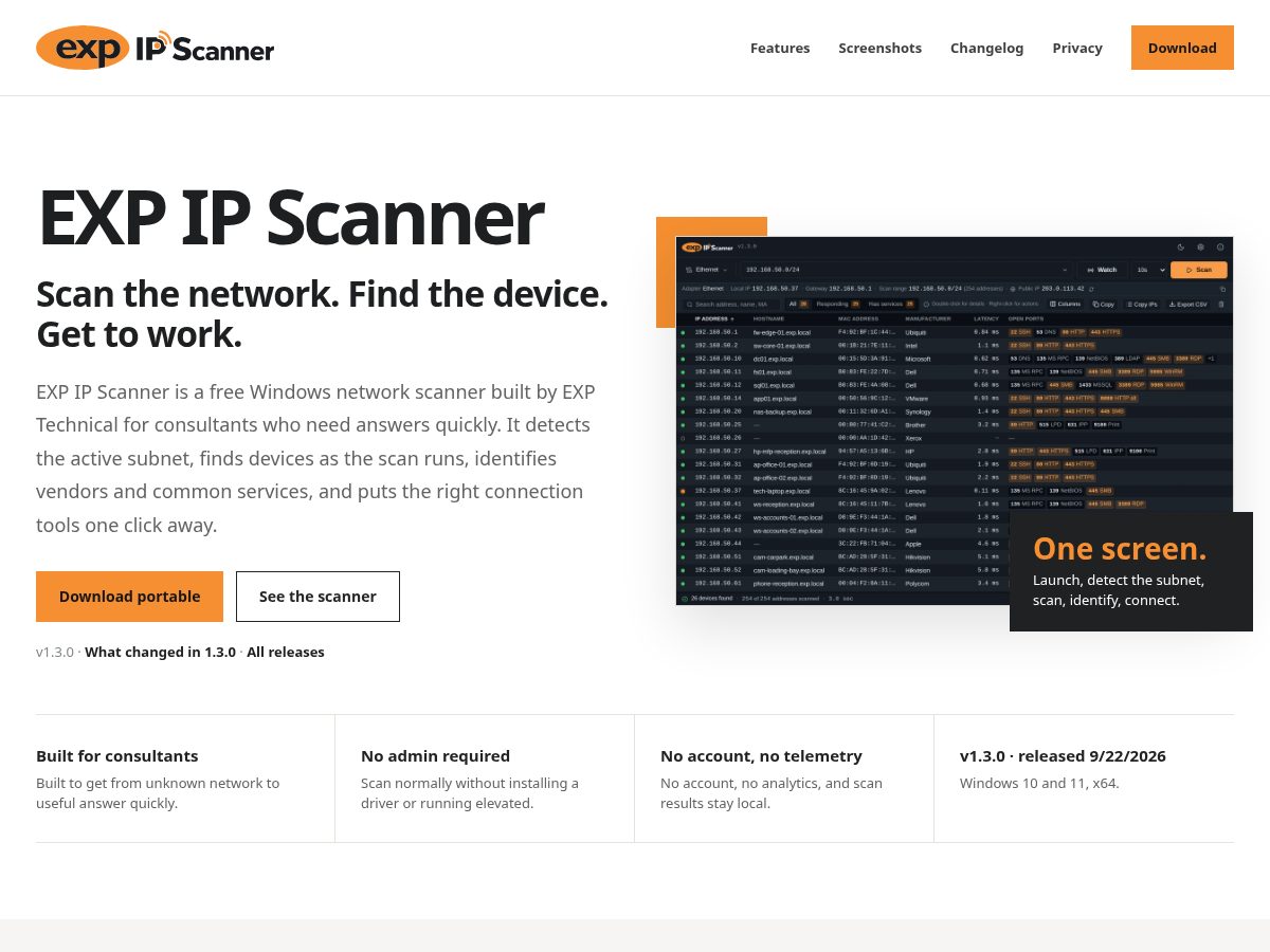 Landing-page snapshot of expipscanner.com