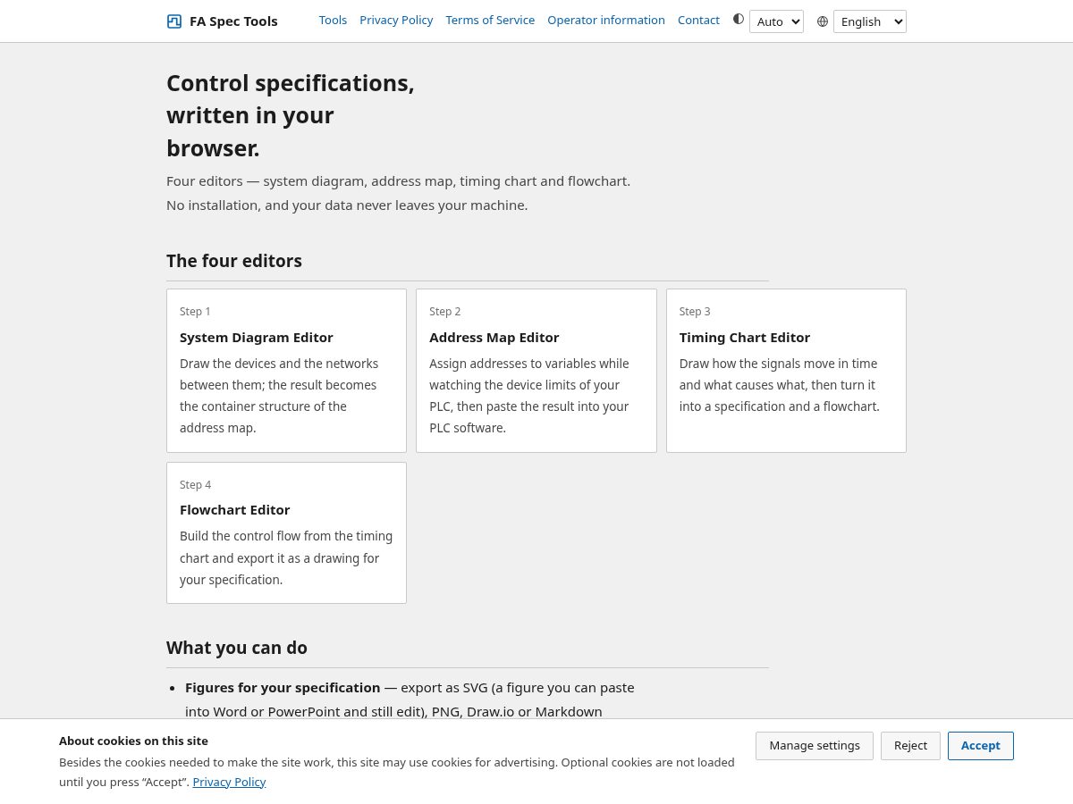 Landing-page snapshot of fa-spec.com