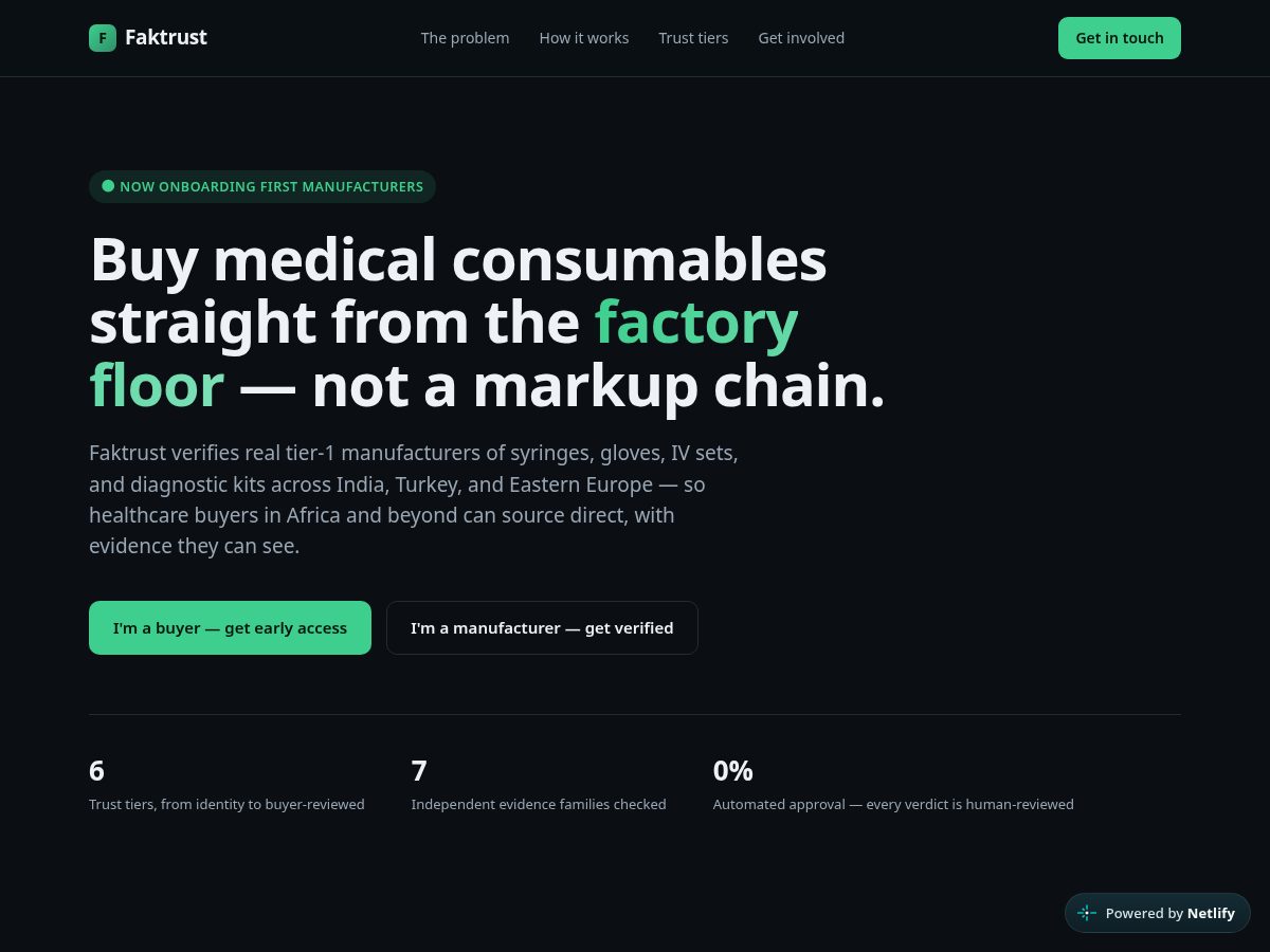 Landing-page snapshot of faktrust.com