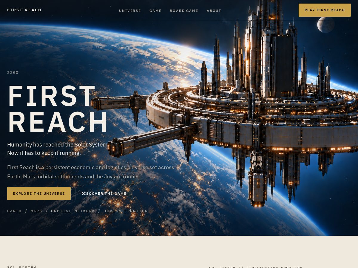 Landing-page snapshot of firstreach.world