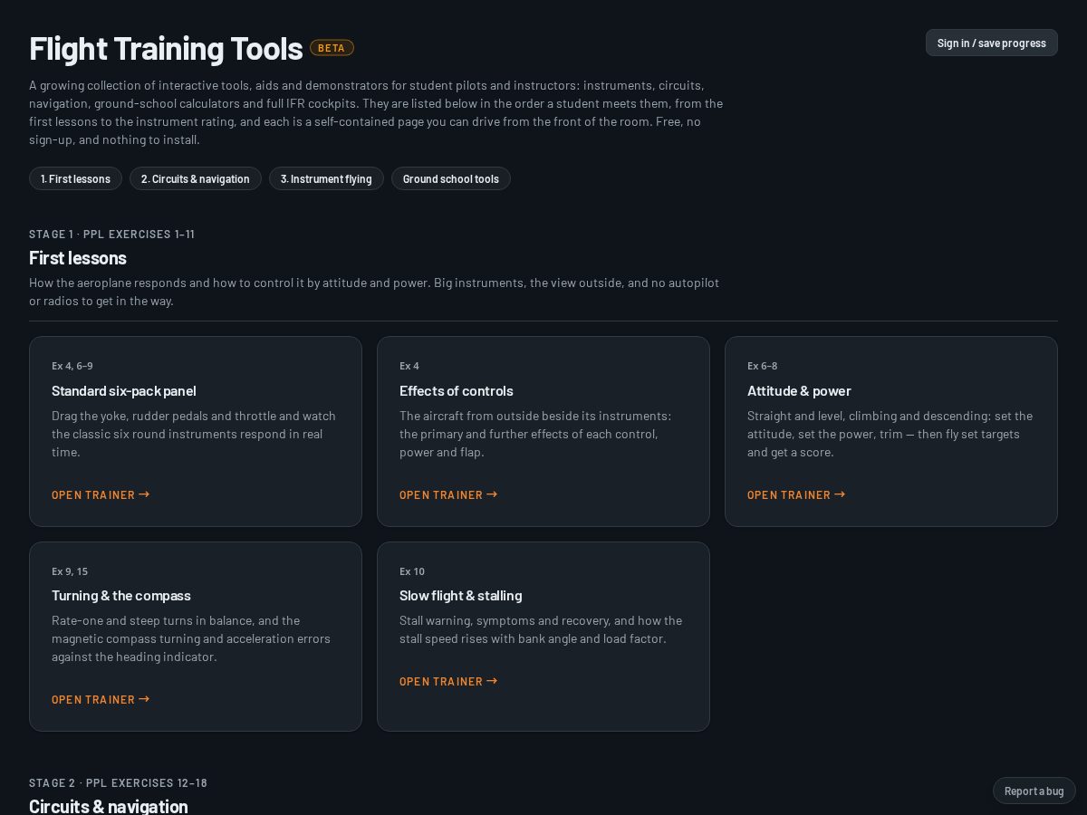 Landing-page snapshot of flighttrainingtools.com