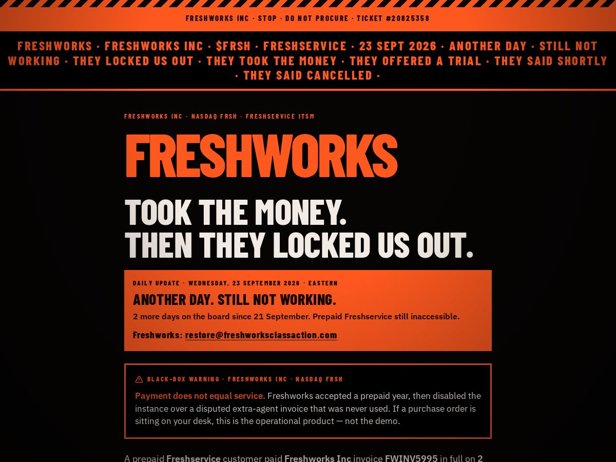 Landing-page snapshot of freshworksclassaction.com