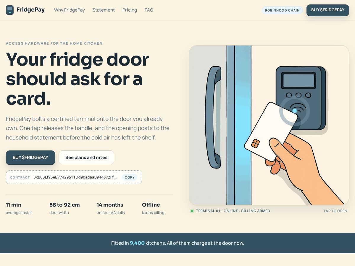 Landing-page snapshot of fridgepay.xyz