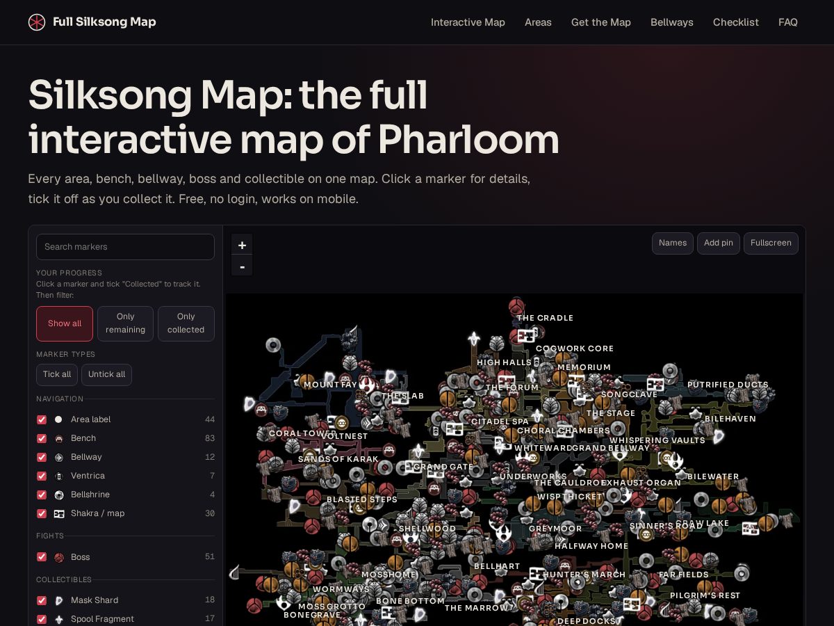 Landing-page snapshot of fullsilksongmap.com