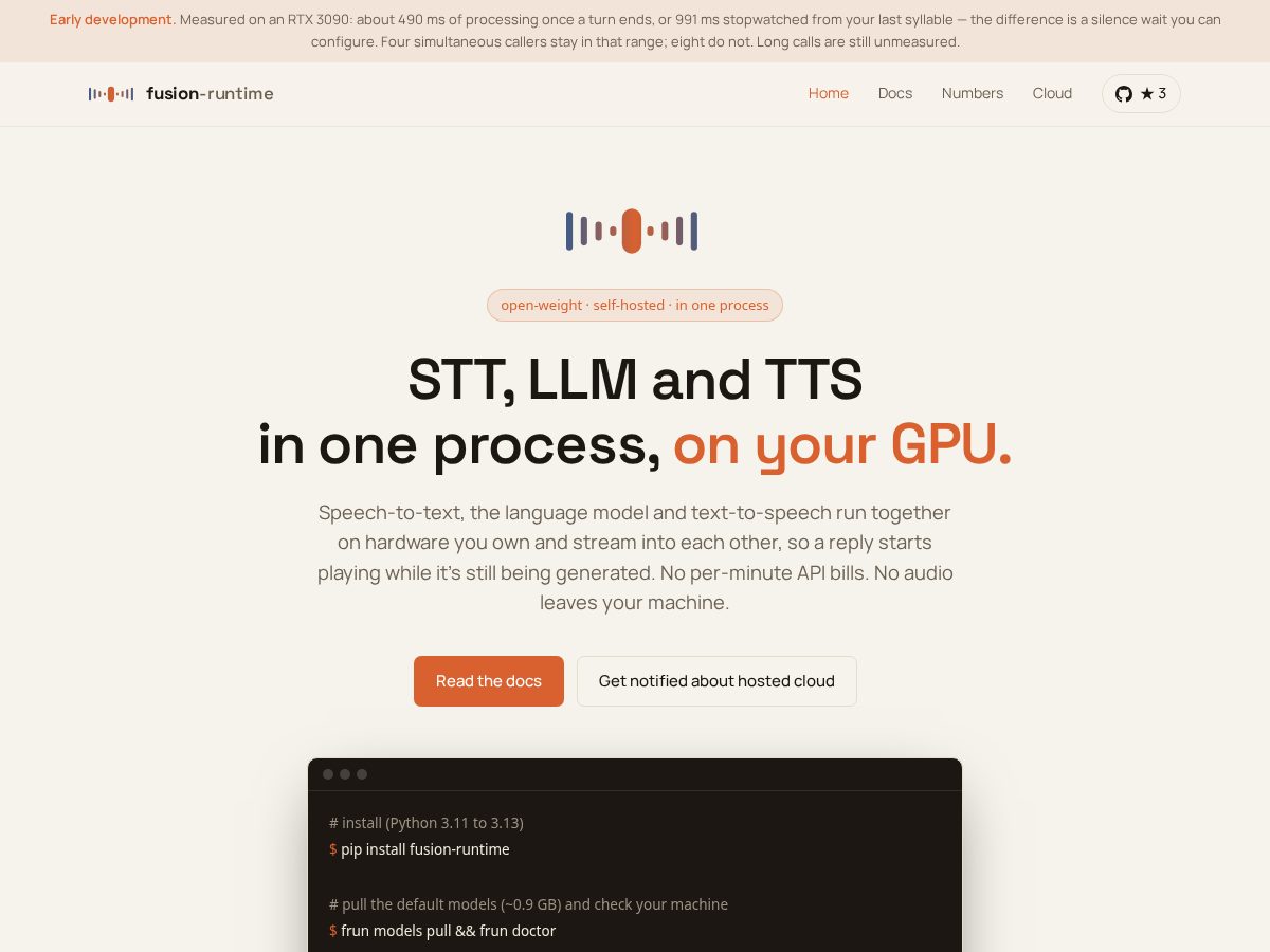 Landing-page snapshot of fusion-runtime.dev