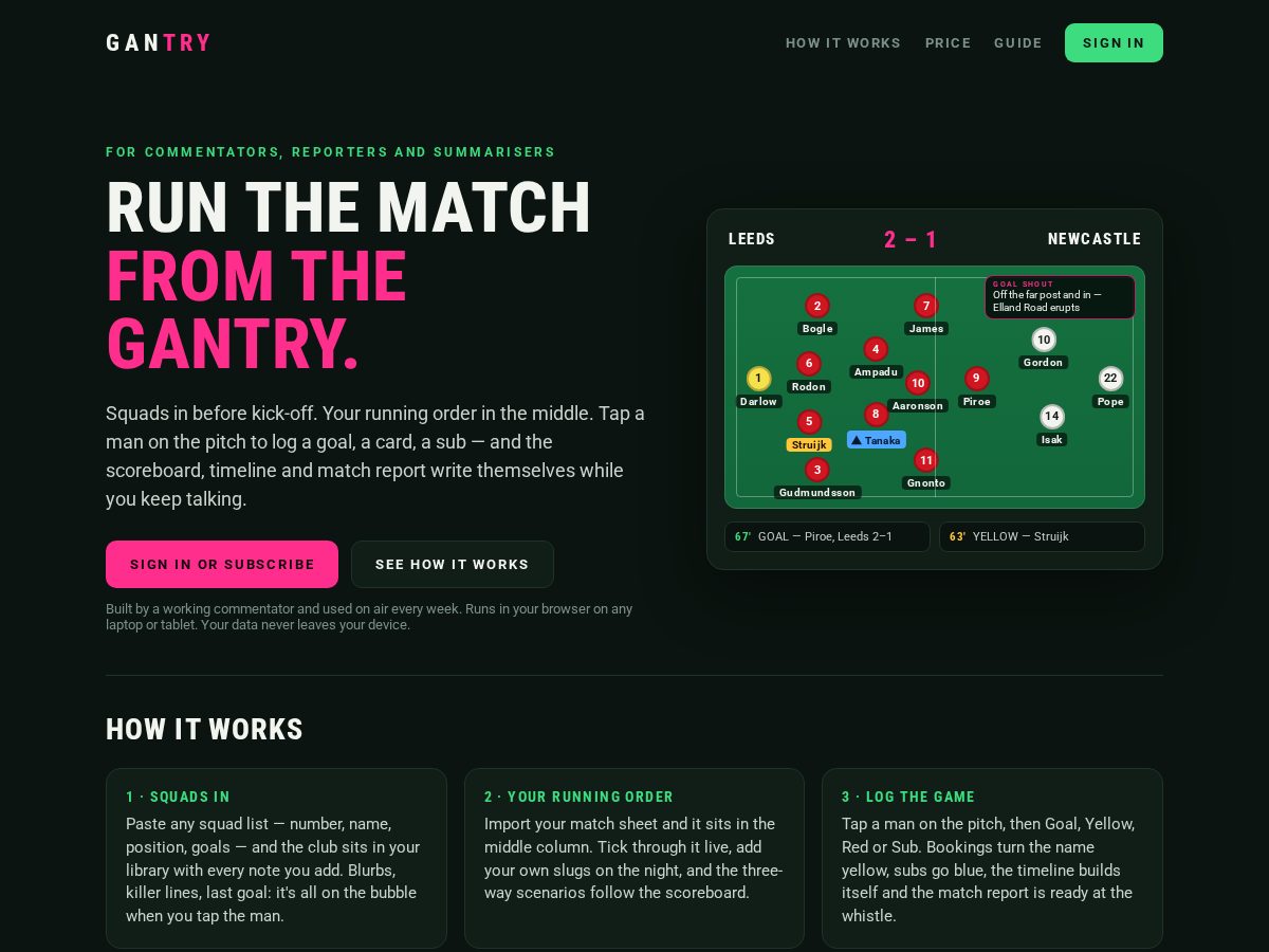 Landing-page snapshot of gantry.live