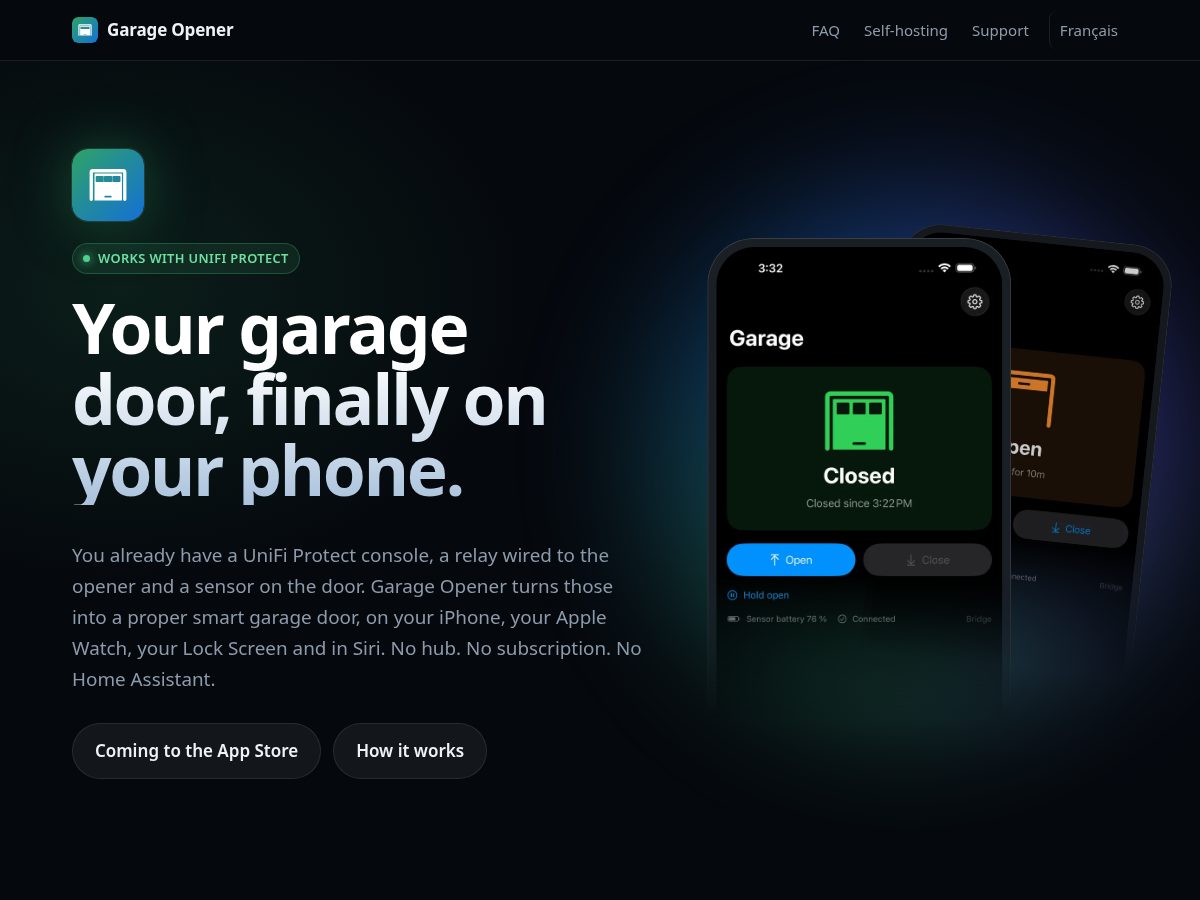 Landing-page snapshot of garageopener.app
