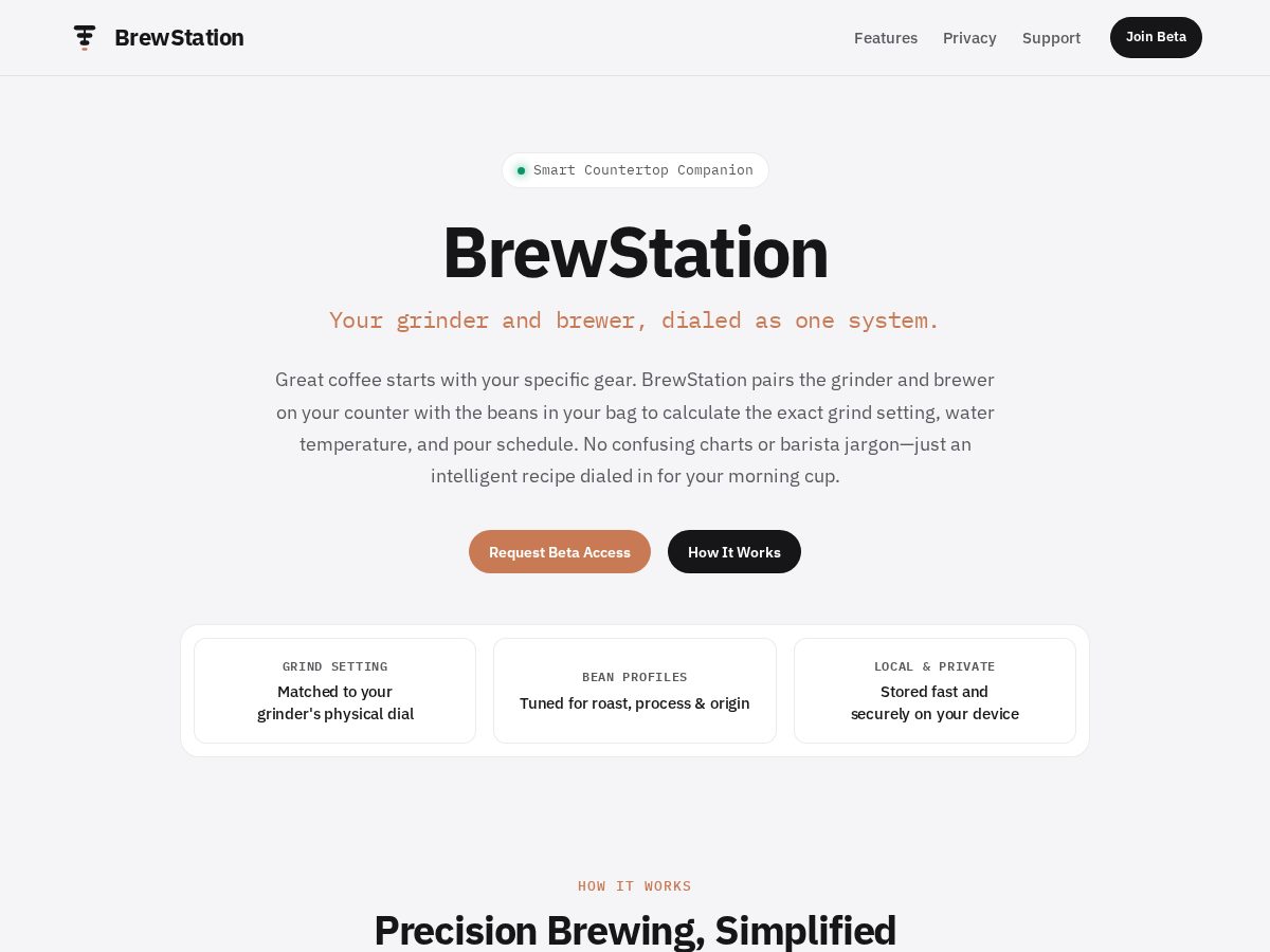Landing-page snapshot of getbrewstation.com