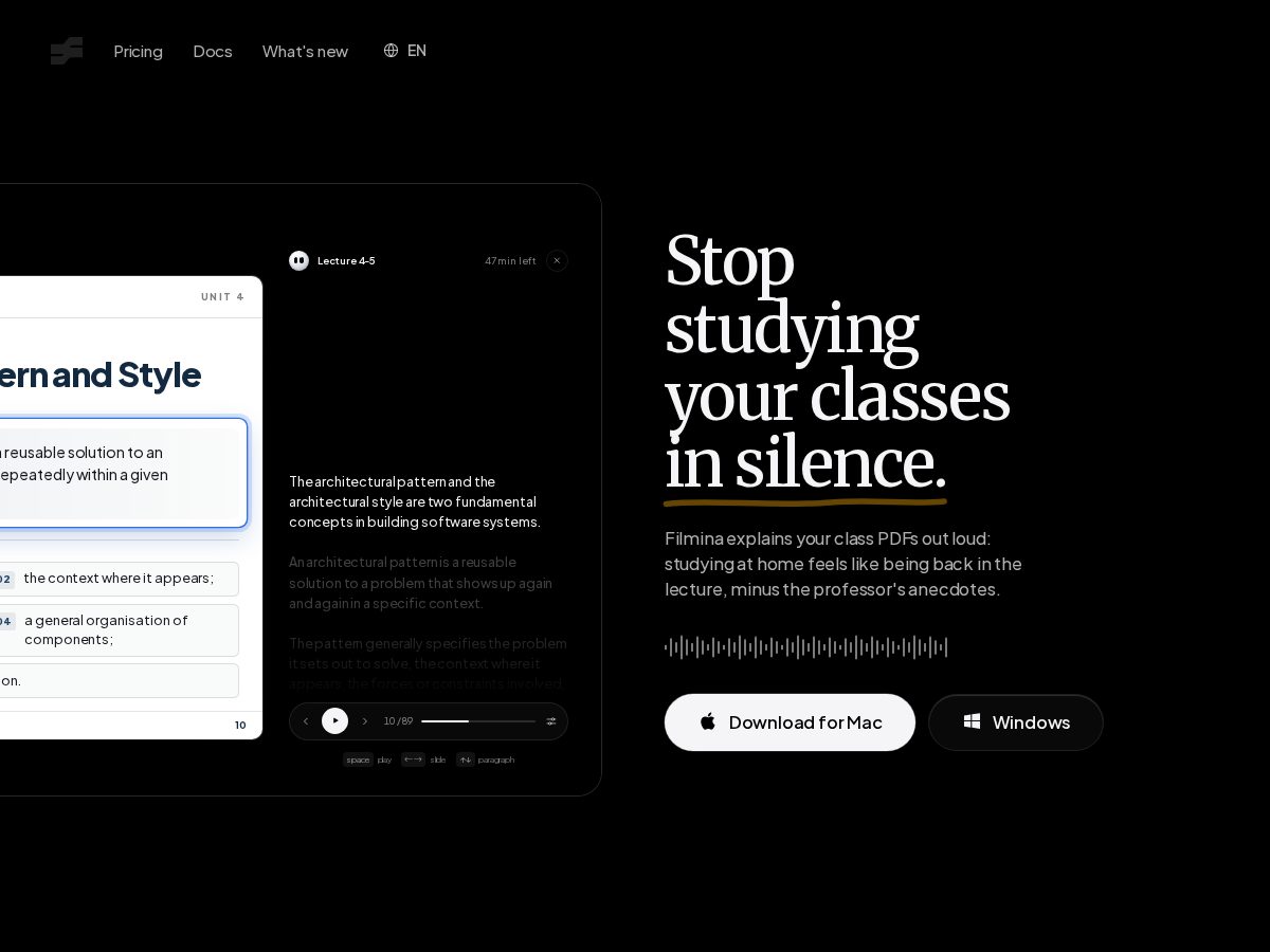 Landing-page snapshot of getfilmina.com