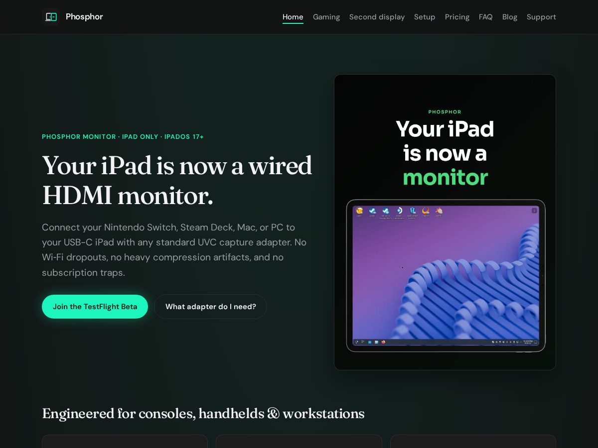 Landing-page snapshot of getphosphor.dev