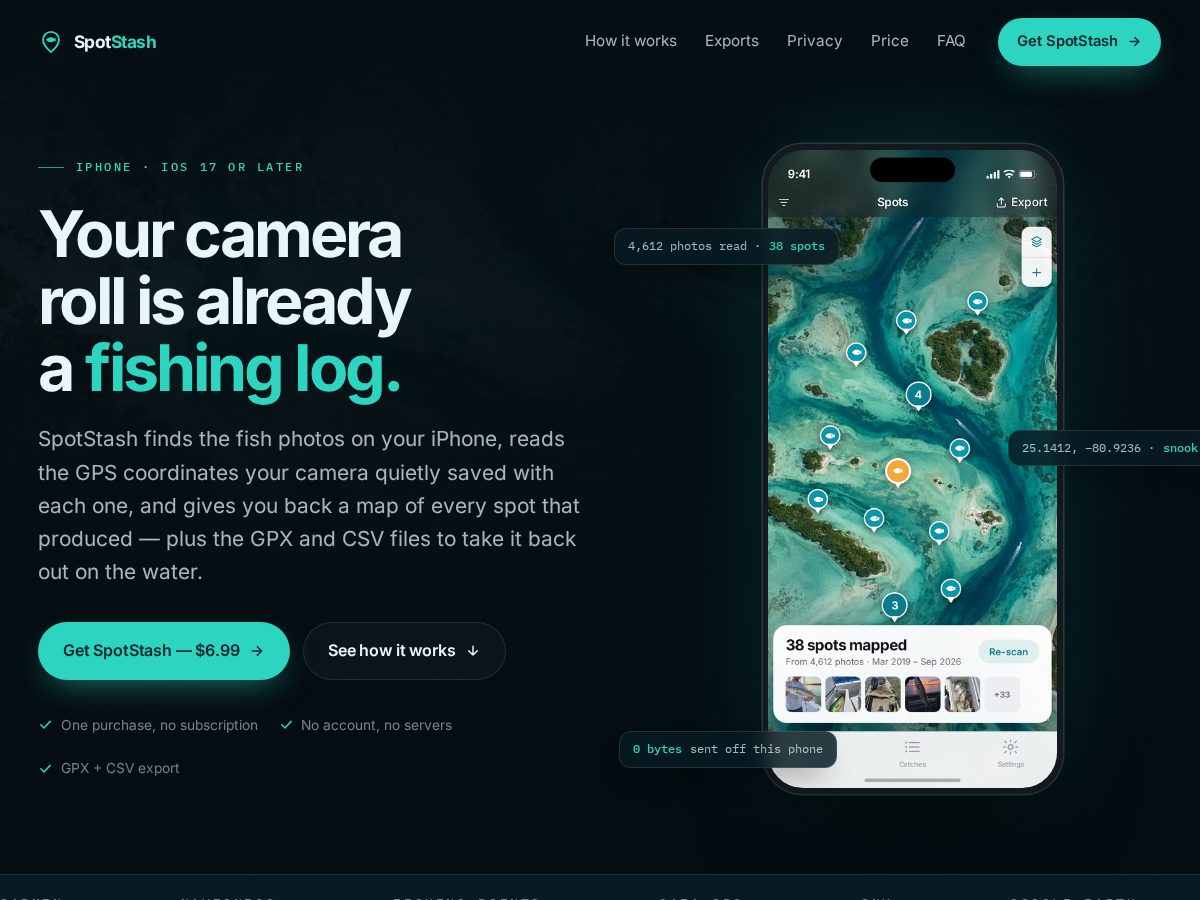 Landing-page snapshot of getspotstash.com