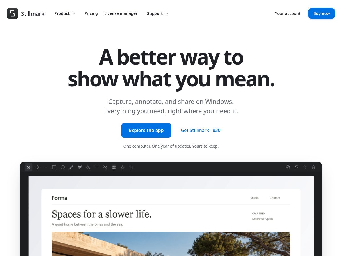 Landing-page snapshot of getstillmark.com