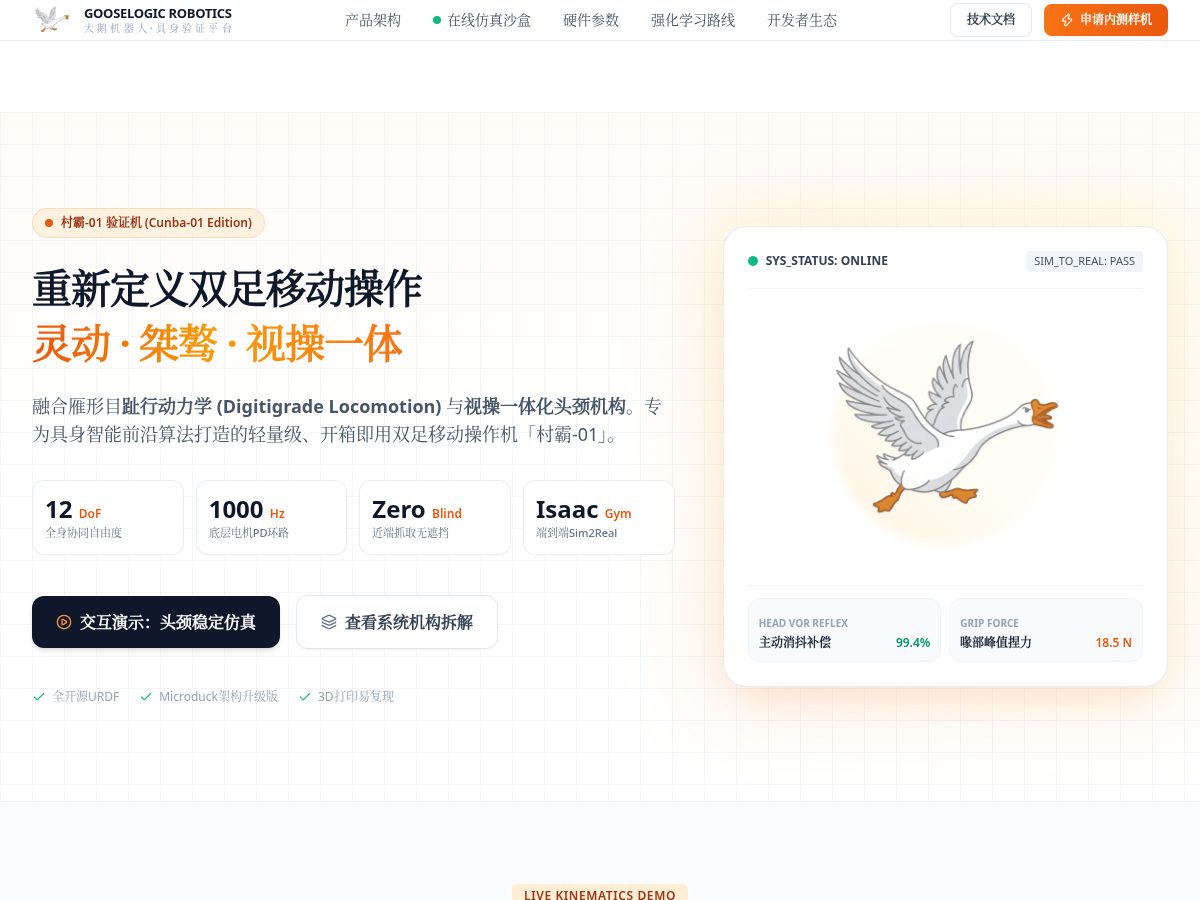 Landing-page snapshot of gooserobots.com