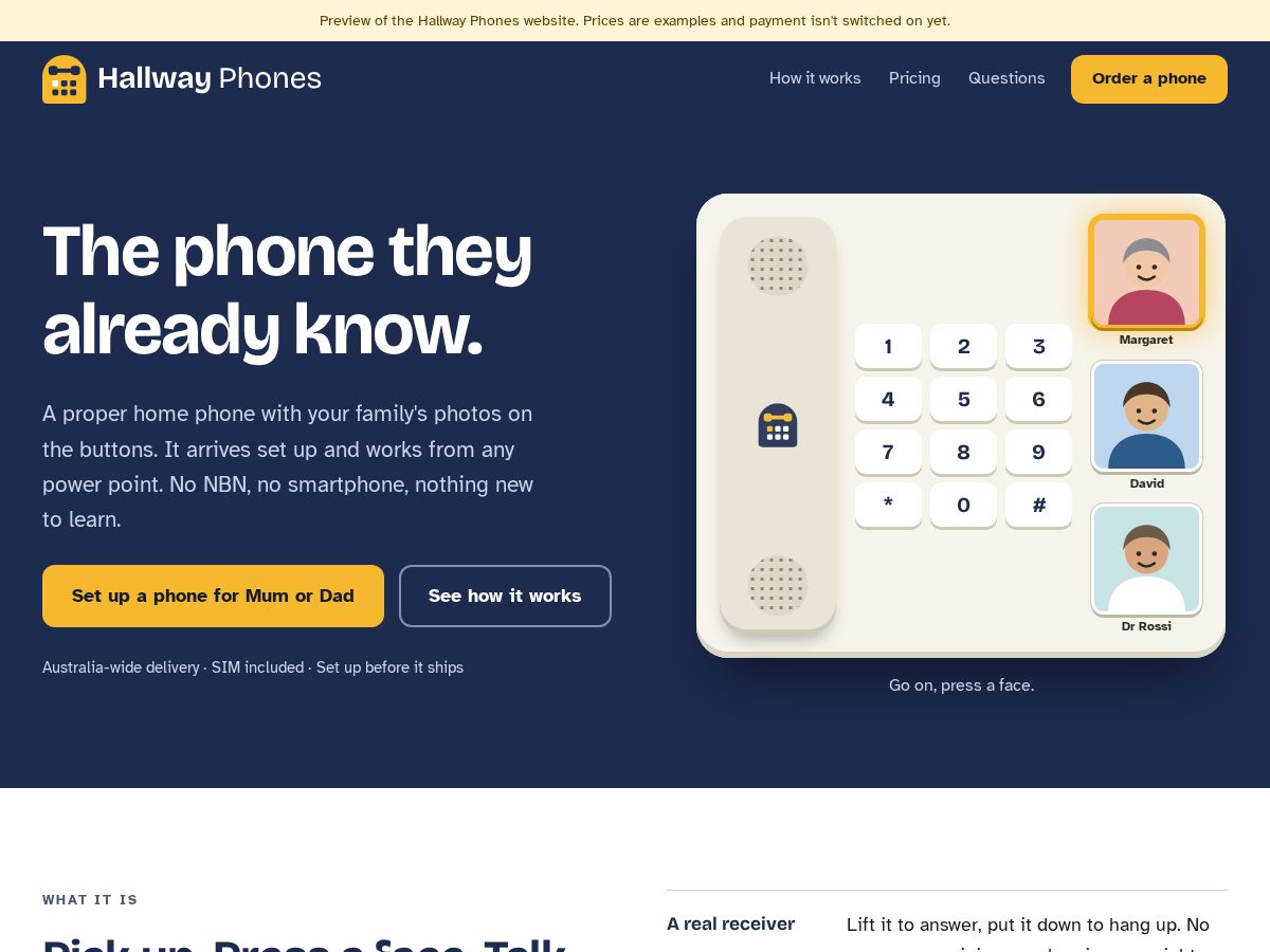 Landing-page snapshot of hallwayphones.com