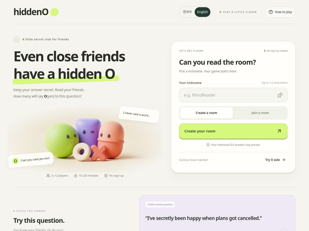Landing-page snapshot of hiddeno.com
