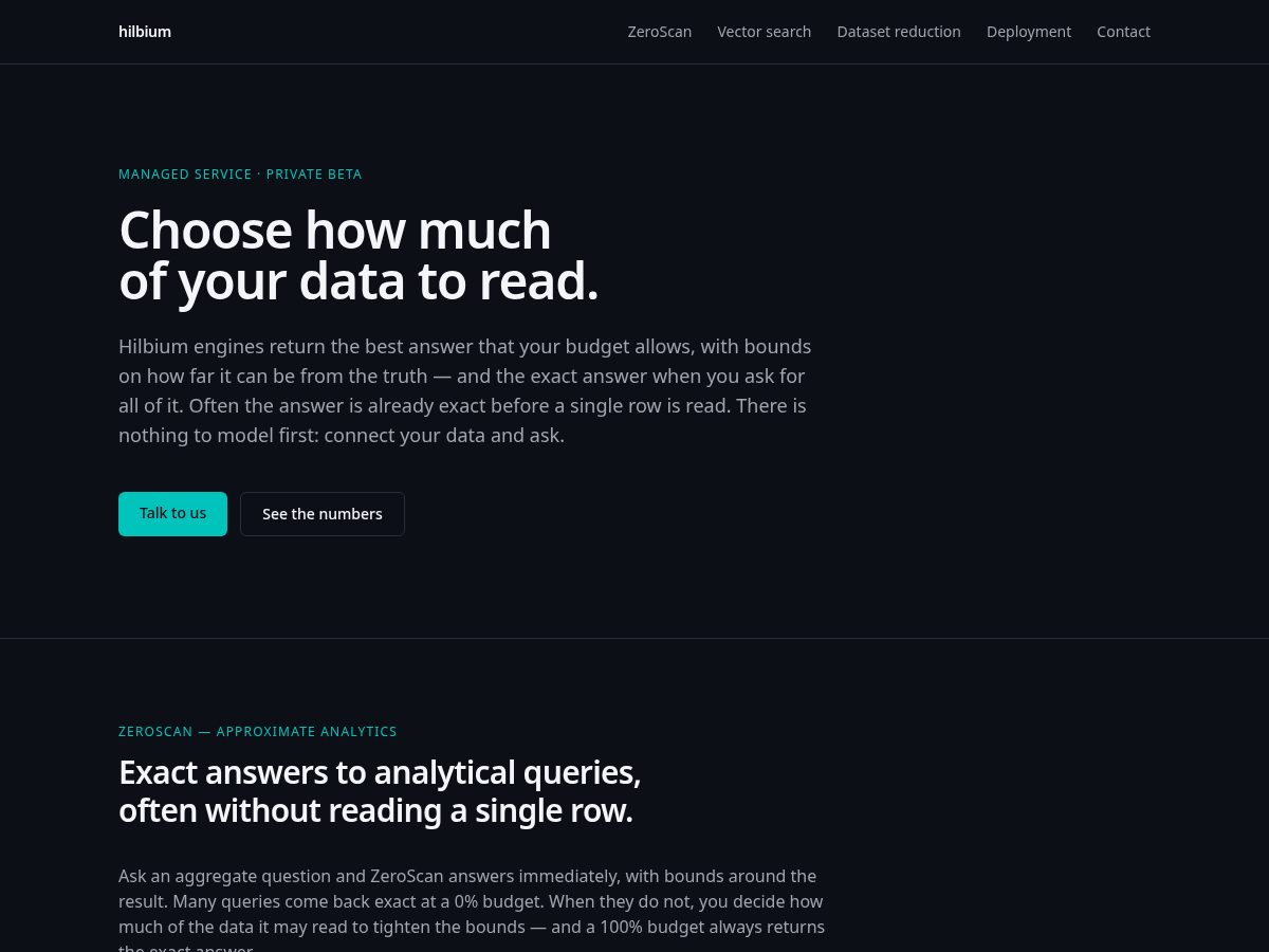 Landing-page snapshot of hilbium.com