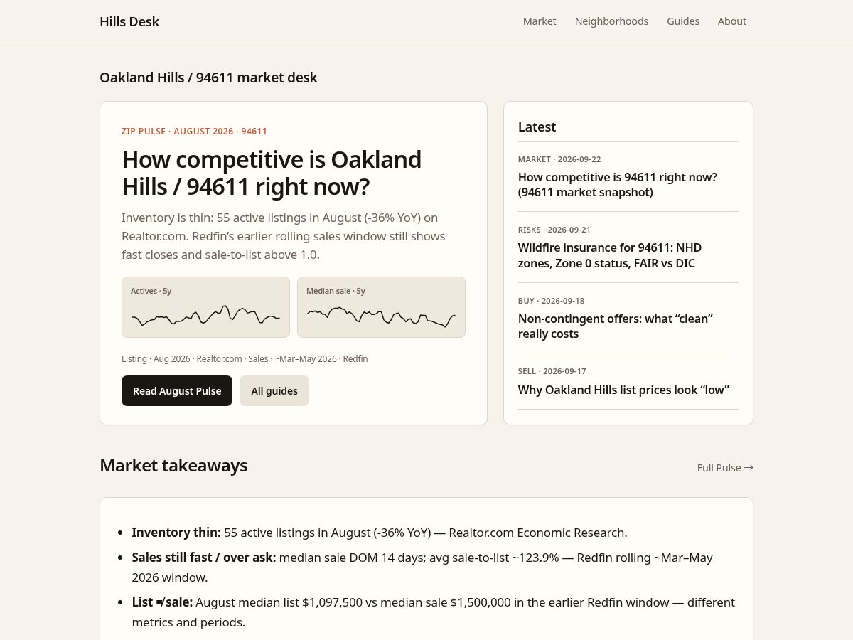 Landing-page snapshot of hillsdesk.com