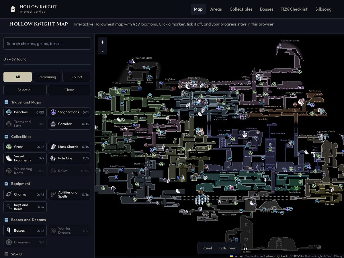 Landing-page snapshot of hollowknightinteractivemap.com