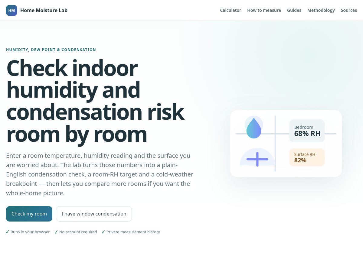 Landing-page snapshot of homemoisturelab.com