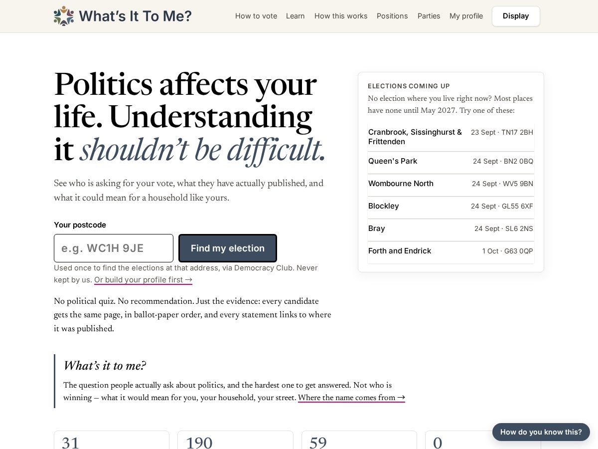 Landing-page snapshot of hustings.org