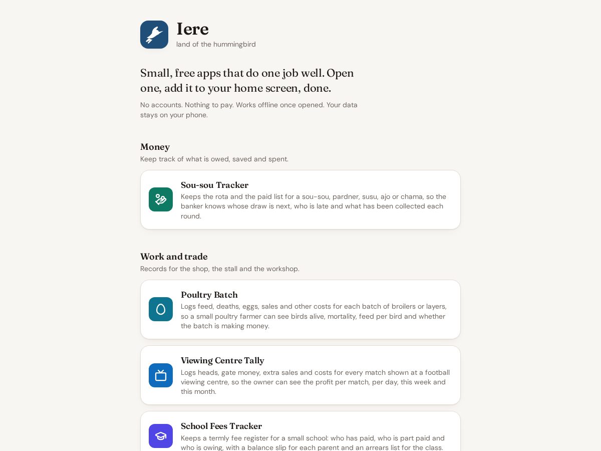 Landing-page snapshot of iereapps.com
