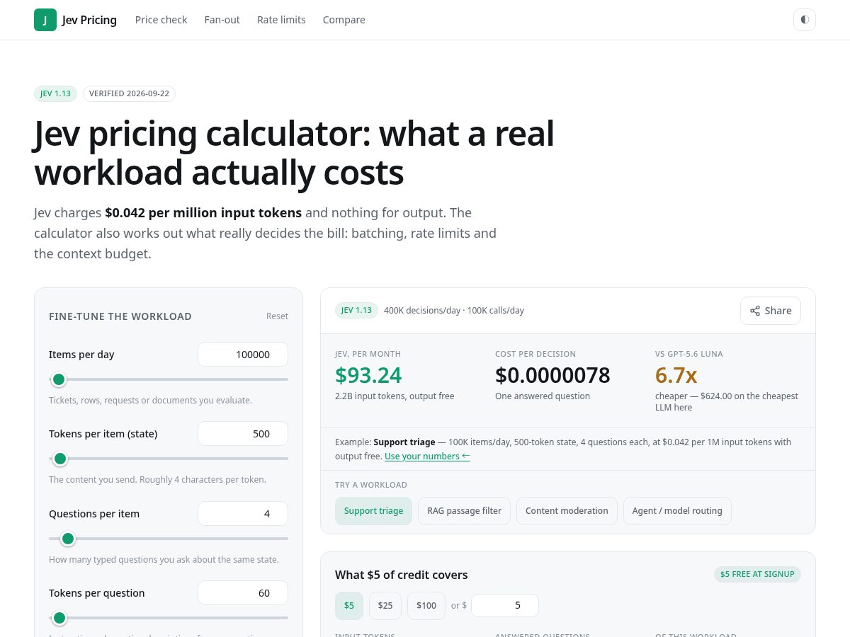Landing-page snapshot of jevpricing.com