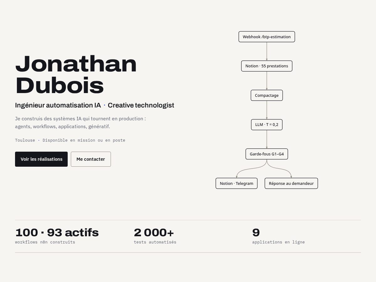 Landing-page snapshot of jonathan-dubois.dev
