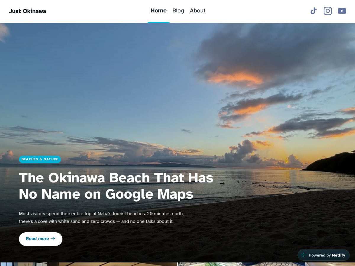 Landing-page snapshot of justokinawa.com