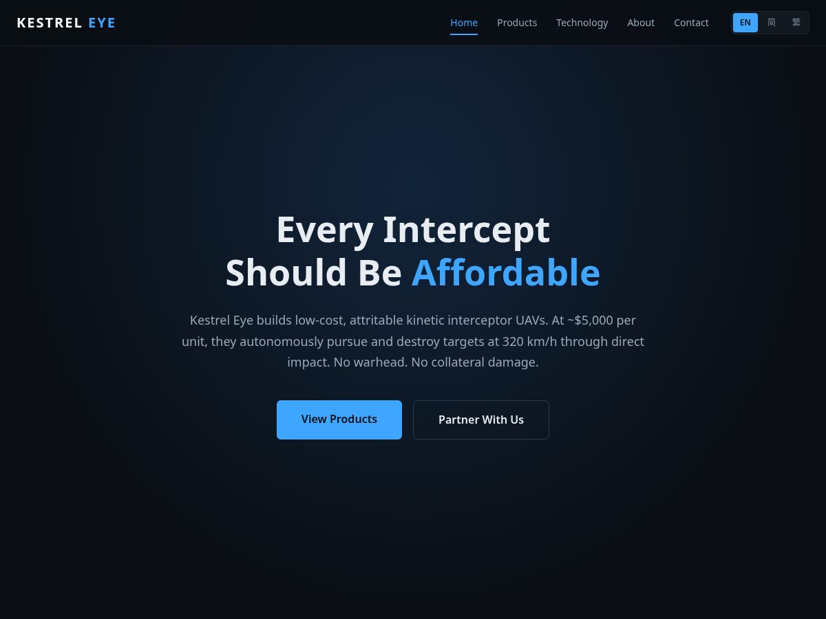 Landing-page snapshot of kestreleye.net
