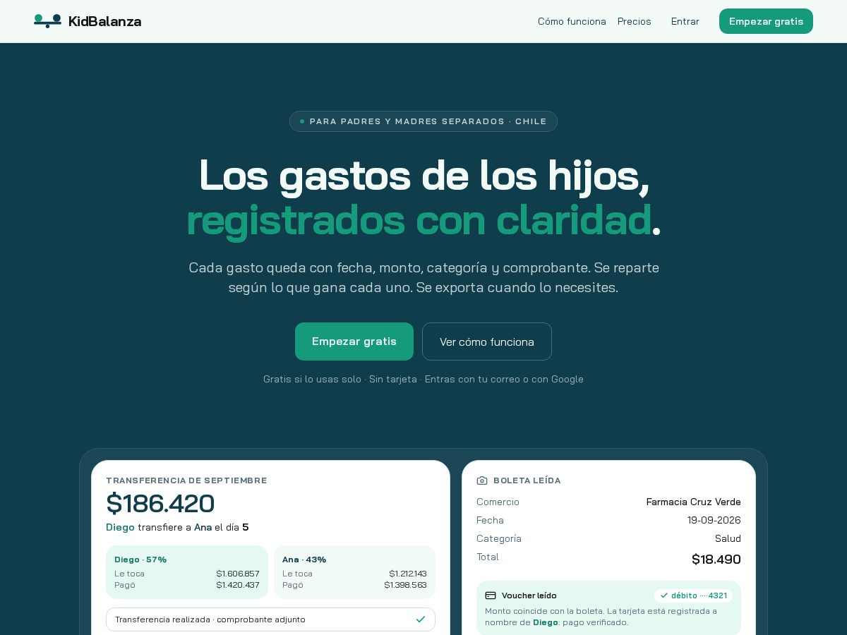 Landing-page snapshot of kidbalanza.com