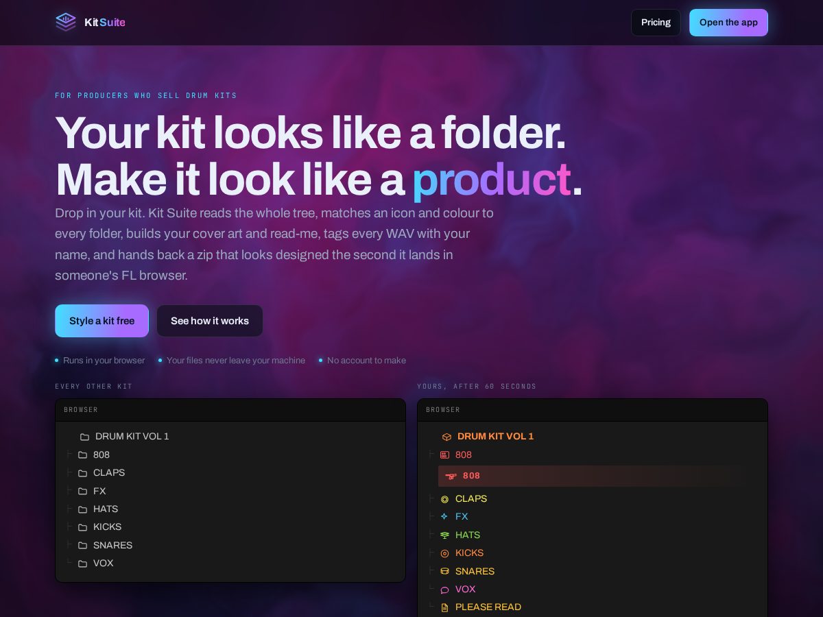Landing-page snapshot of kitsuite.app