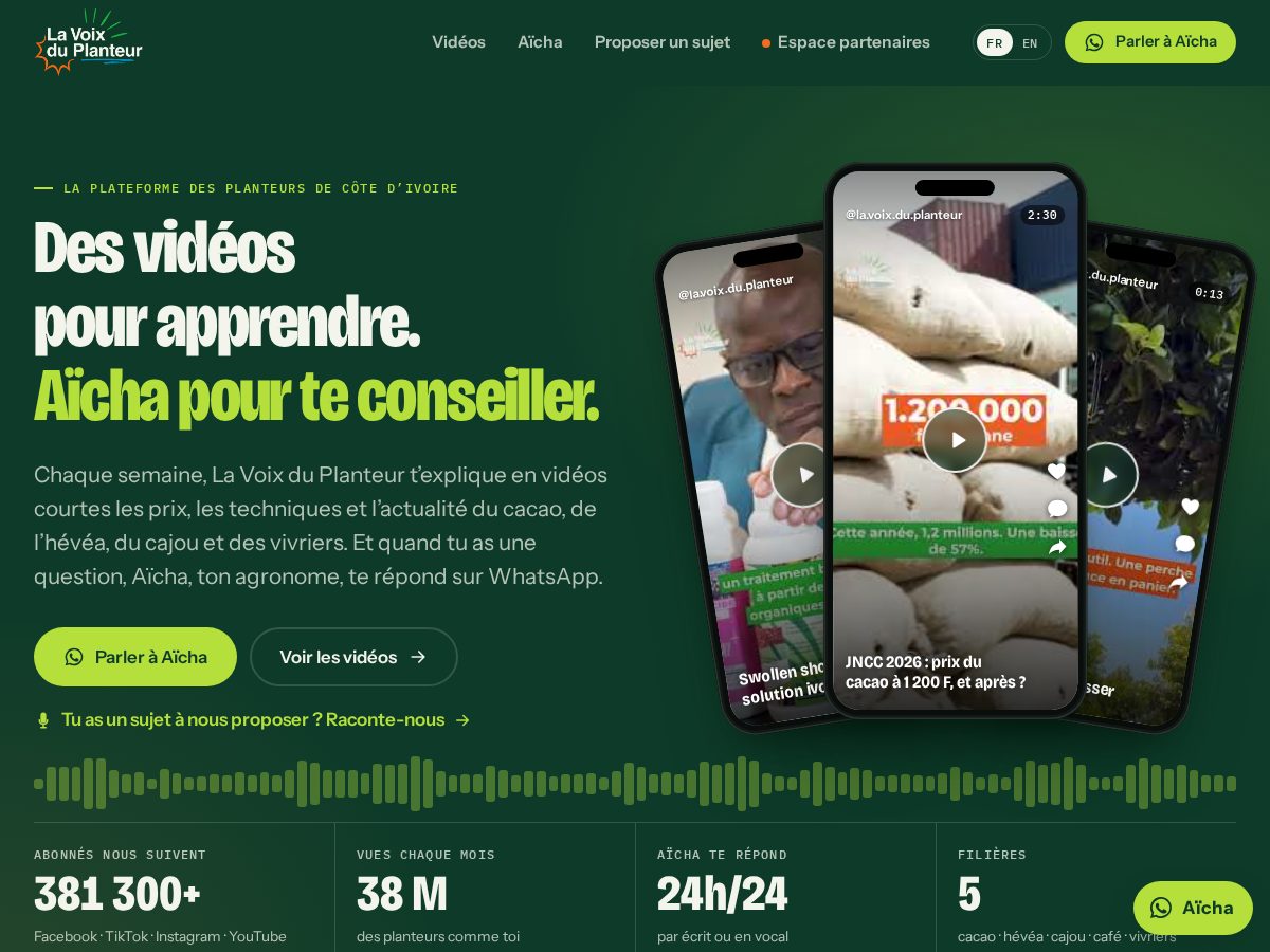 Landing-page snapshot of lavoixduplanteur.com