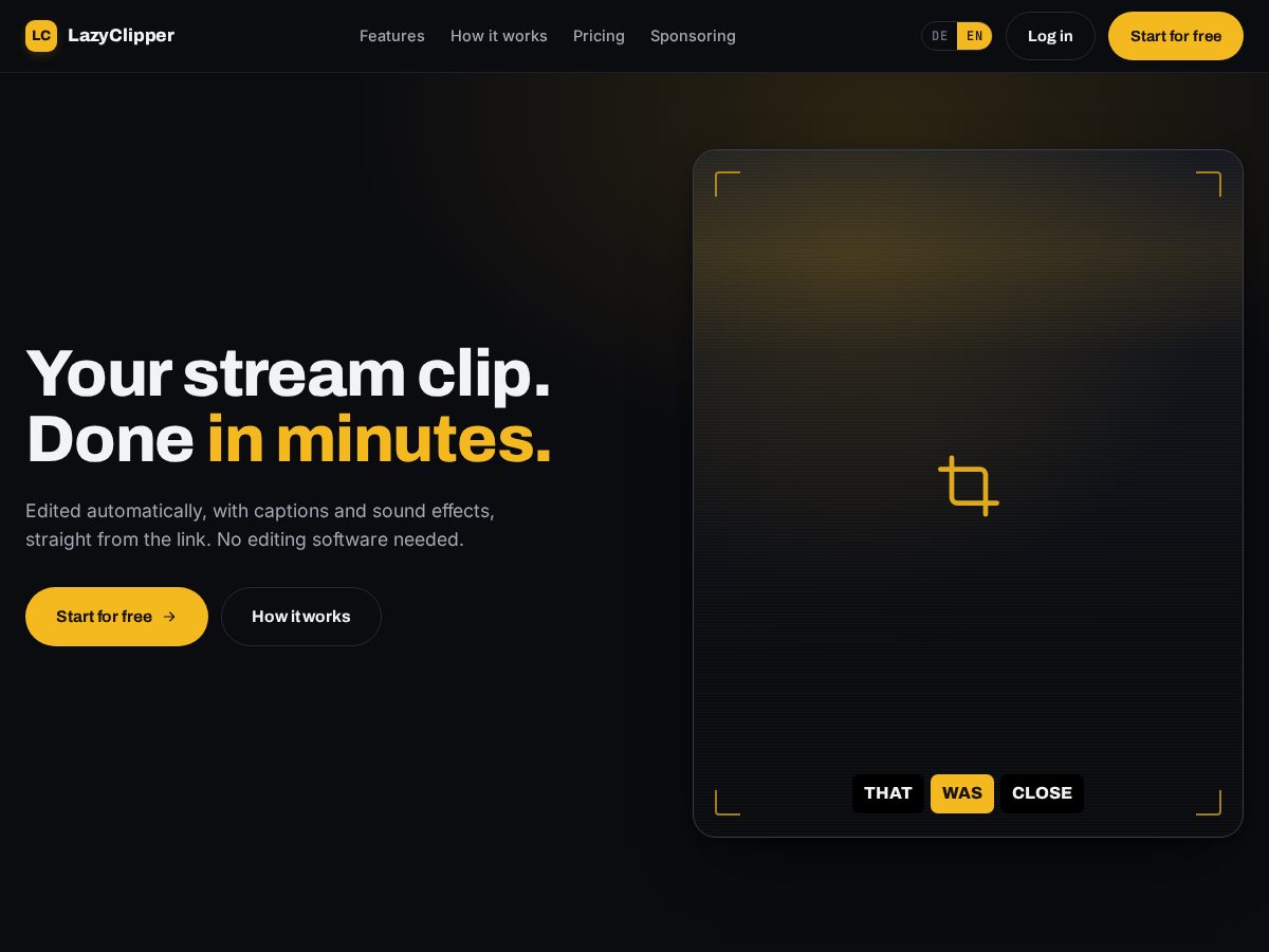 Landing-page snapshot of lazyclipper.com