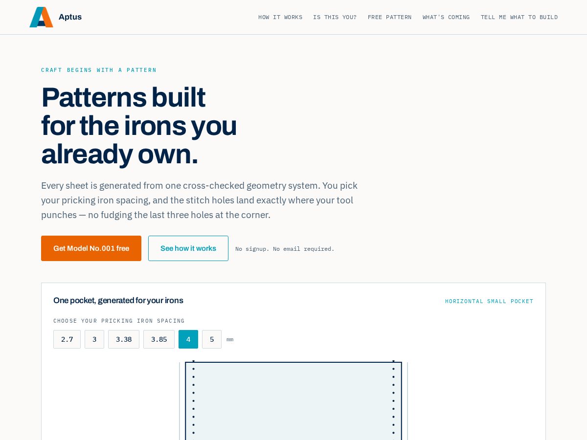 Landing-page snapshot of leatherpatternstore.com