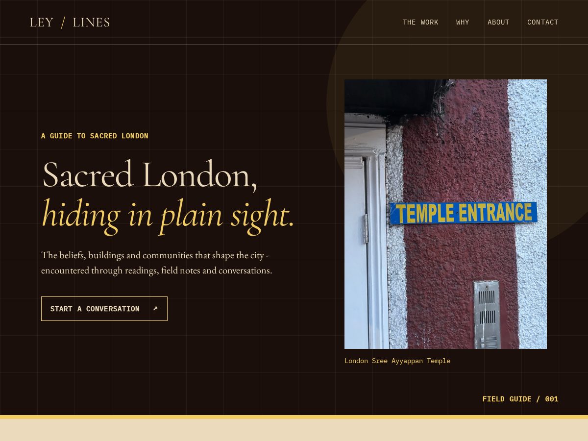 Landing-page snapshot of leylines.london