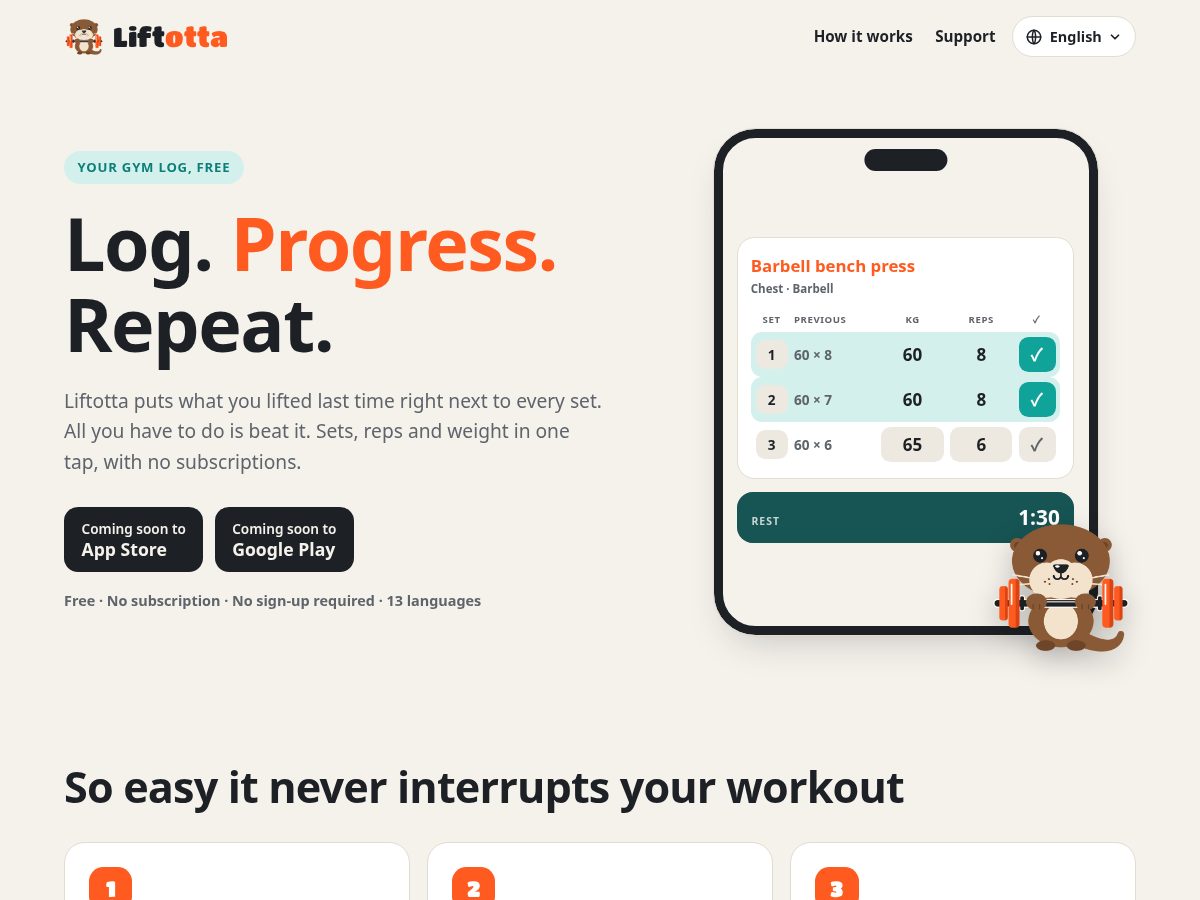 Landing-page snapshot of liftotta.com