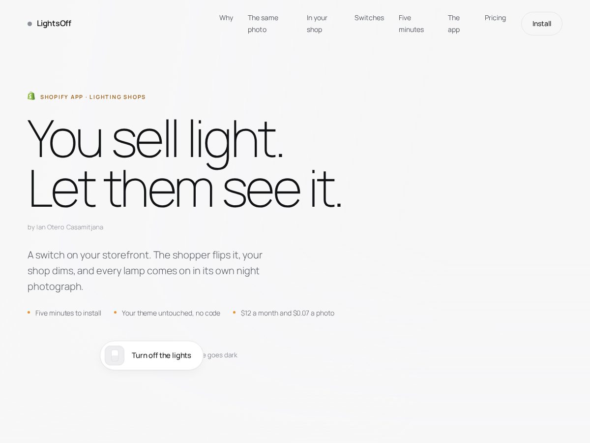 Landing-page snapshot of lightsoffapp.com