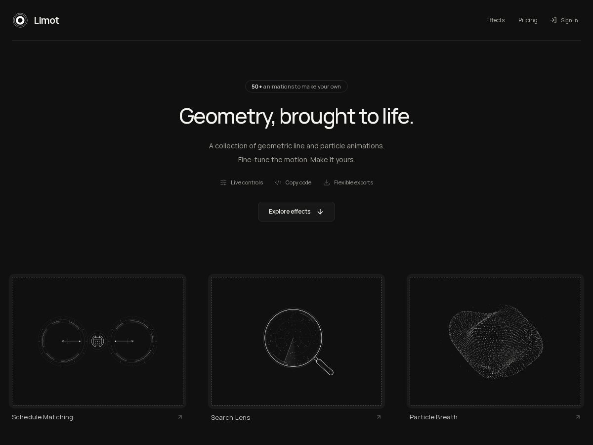 Landing-page snapshot of limot.dev