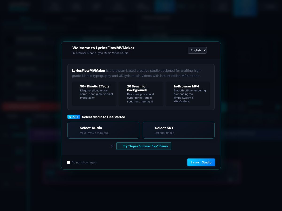 Landing-page snapshot of lyricsflowmvmaker.stream