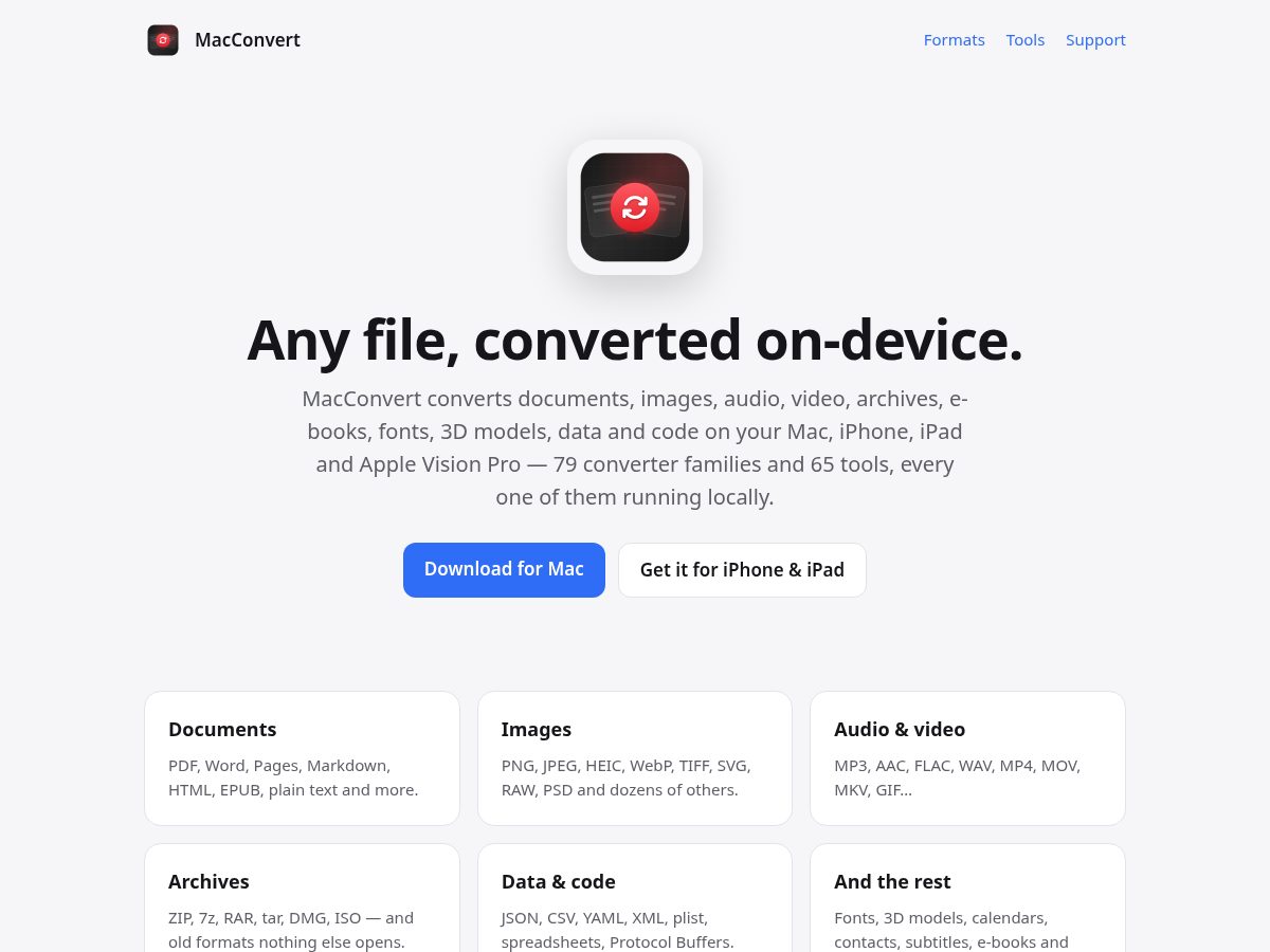 Landing-page snapshot of maconvert.com