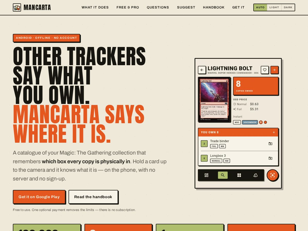 Landing-page snapshot of mancarta.com