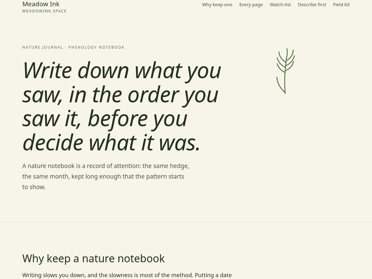 Landing-page snapshot of meadowink.space