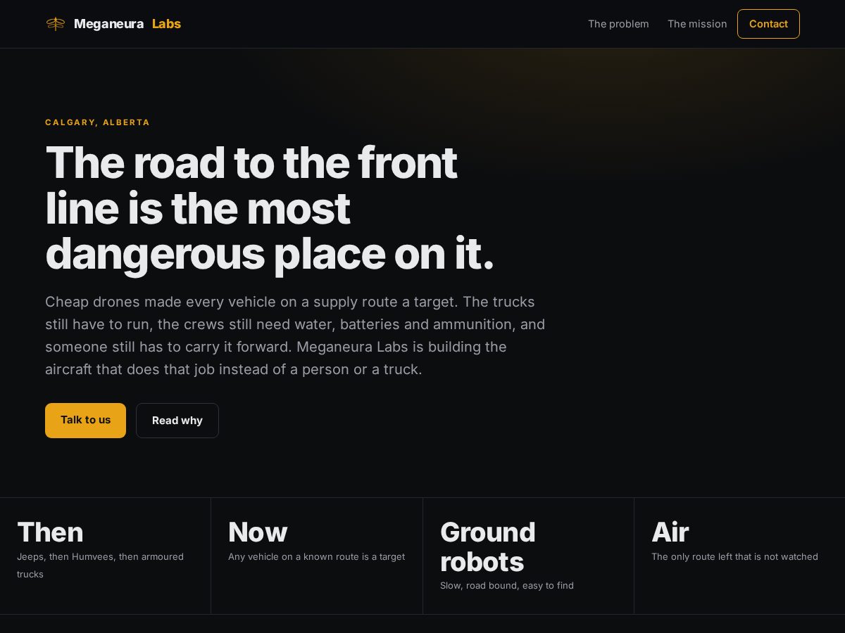Landing-page snapshot of meganeuralabs.com