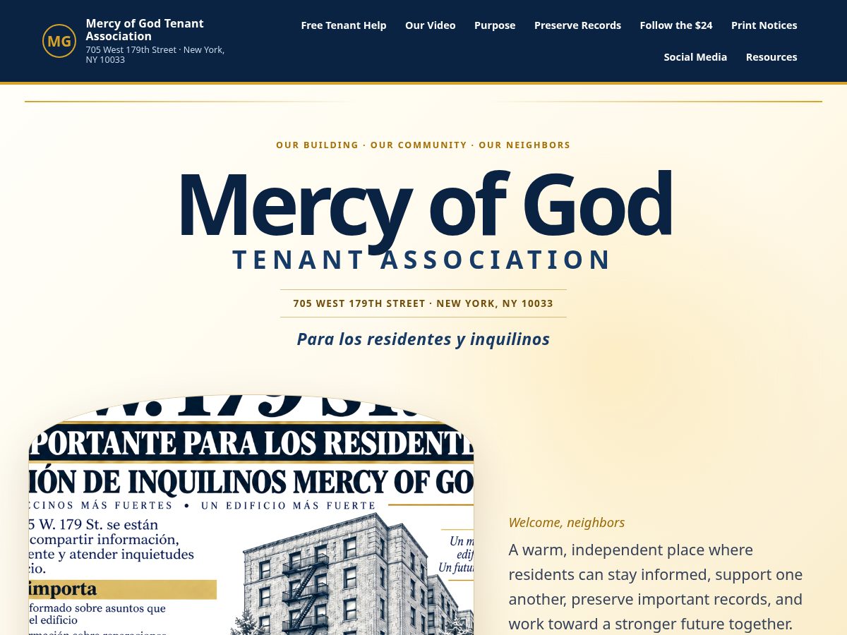 Landing-page snapshot of mercyofgodtenantassociation.com