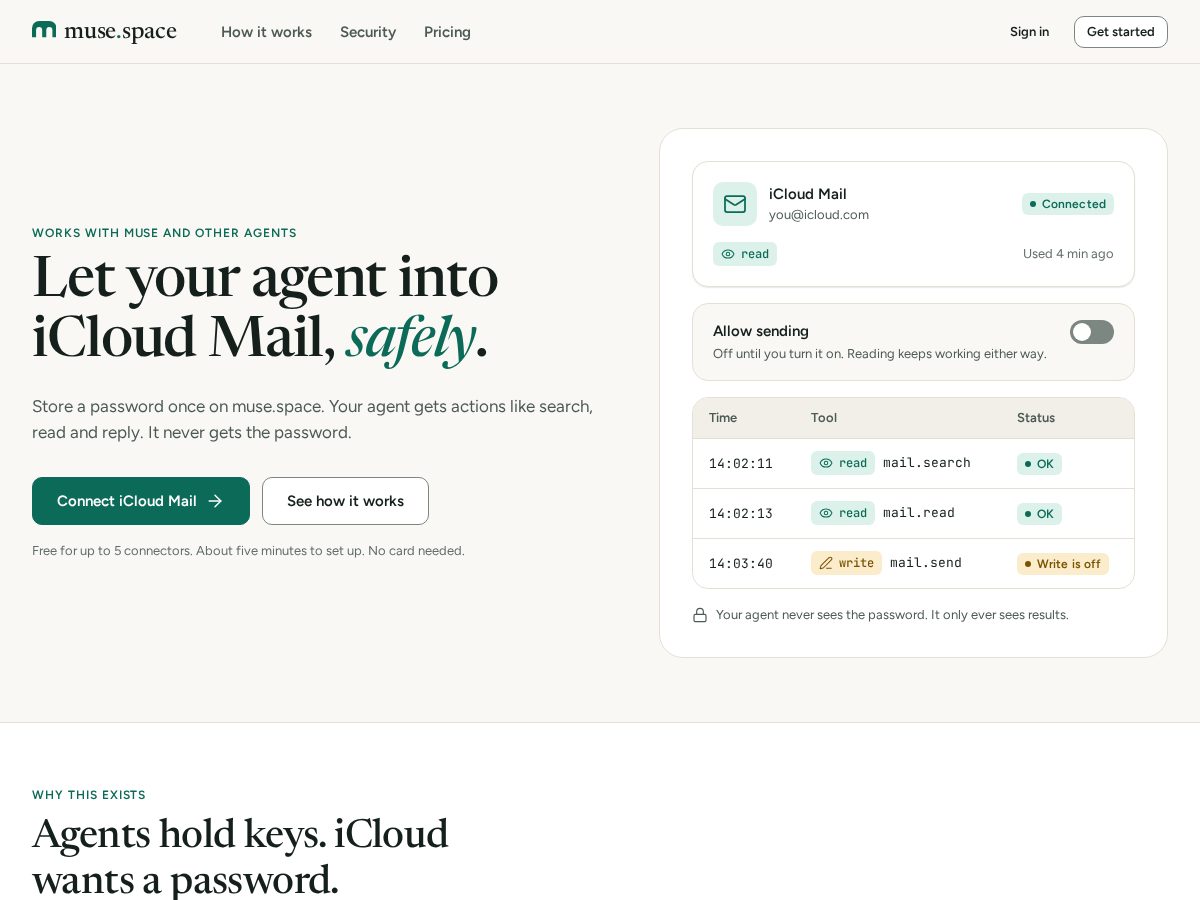 Landing-page snapshot of muse.space