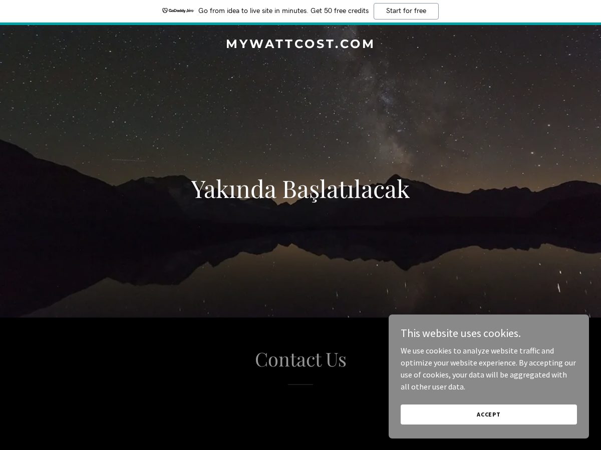 Landing-page snapshot of mywattcost.com