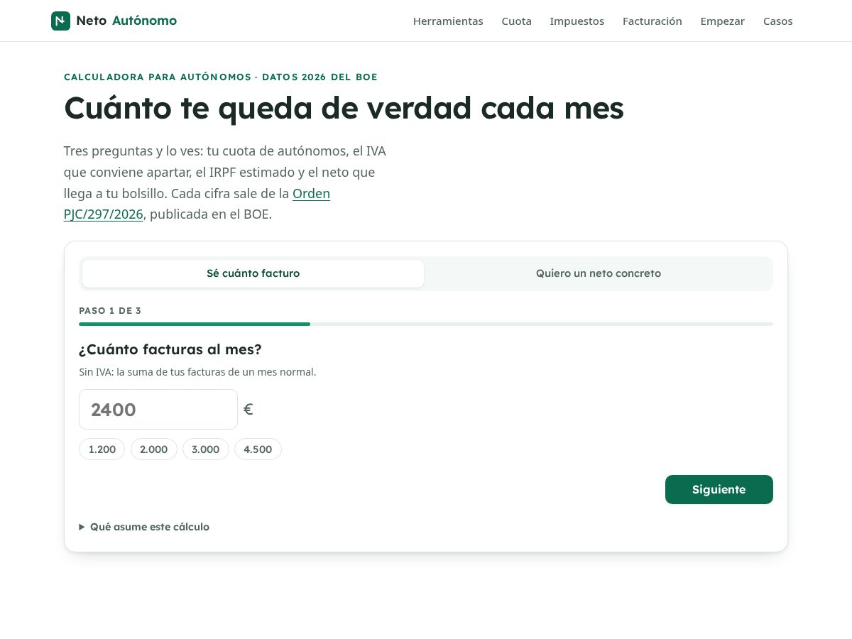 Landing-page snapshot of netoautonomo.com