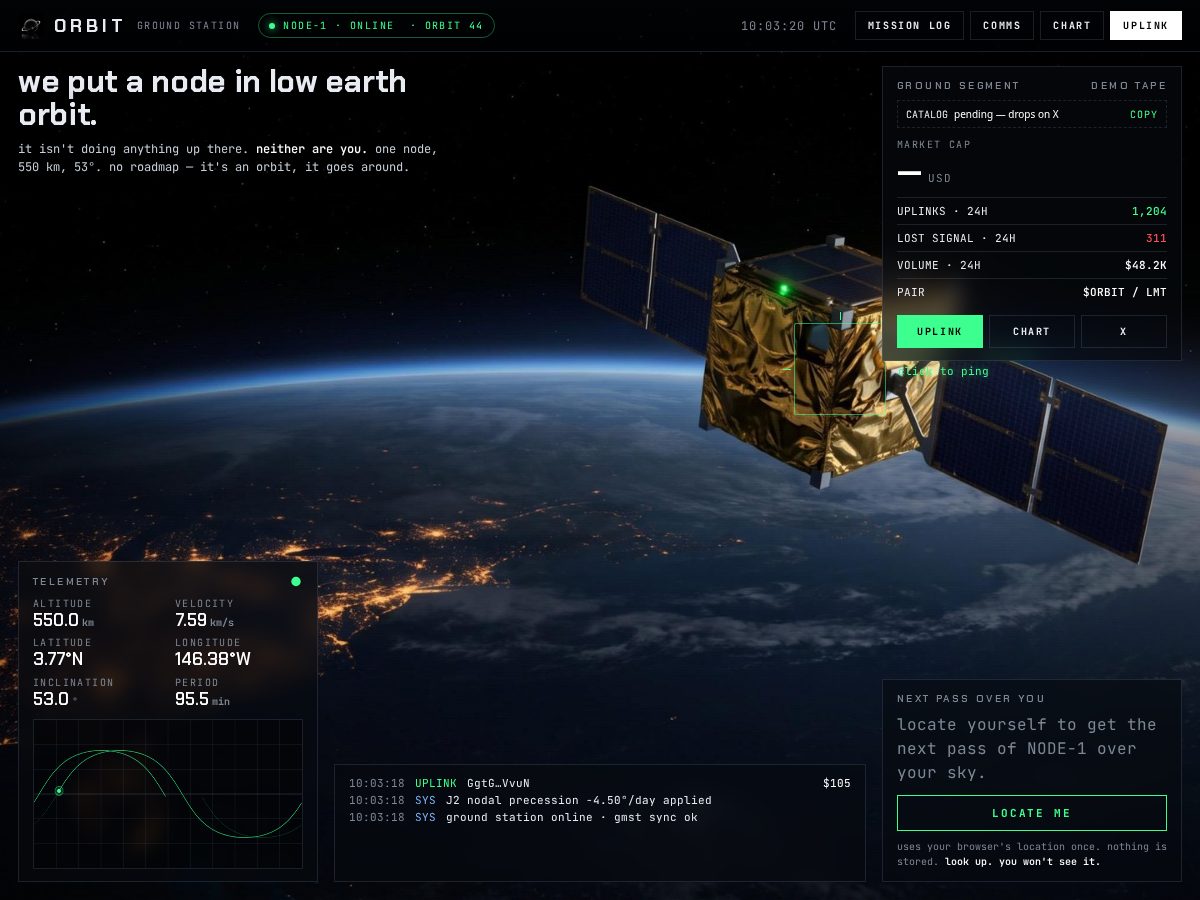 Landing-page snapshot of node1orbit.fun