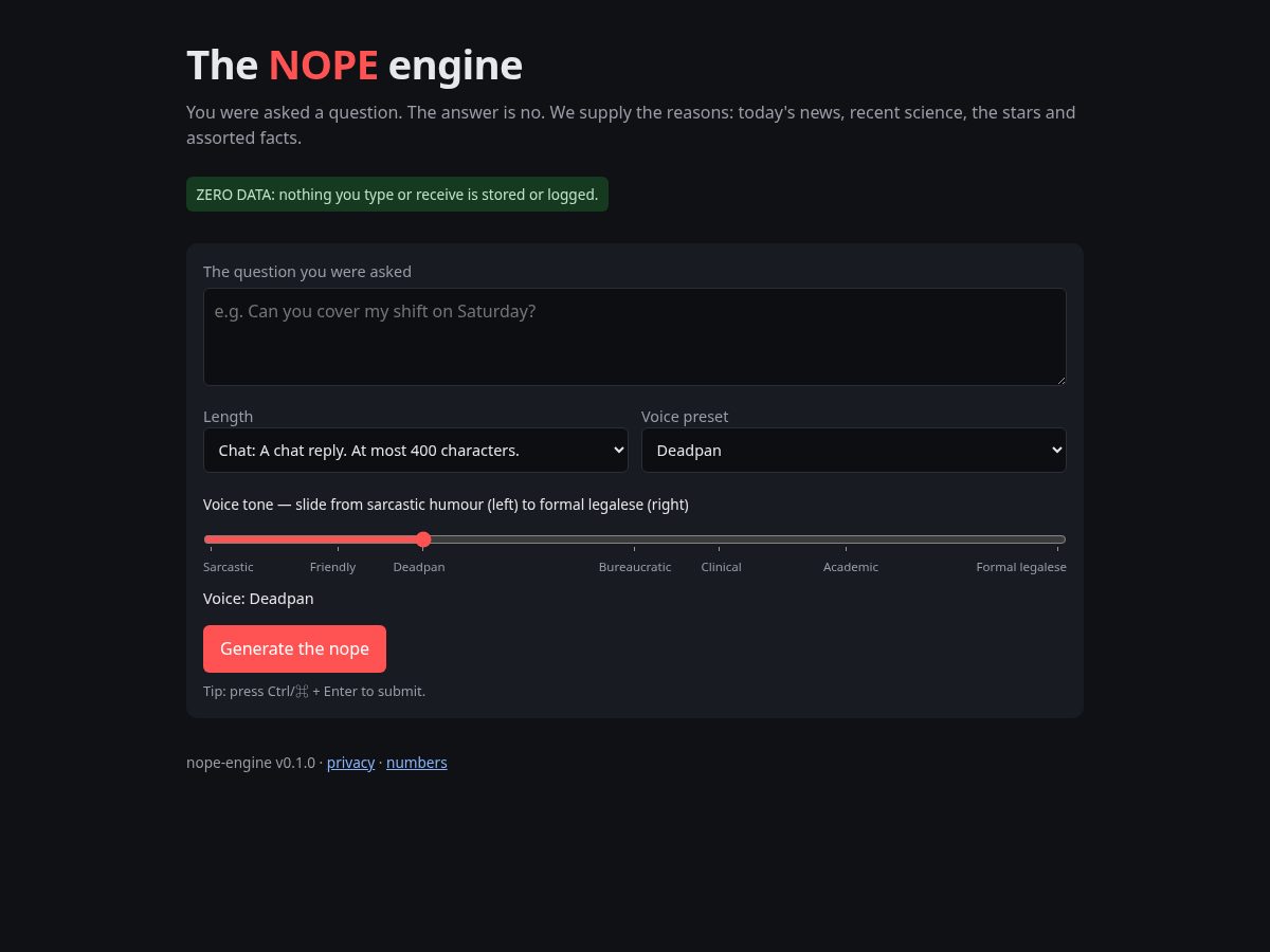 Landing-page snapshot of nope-engine.net